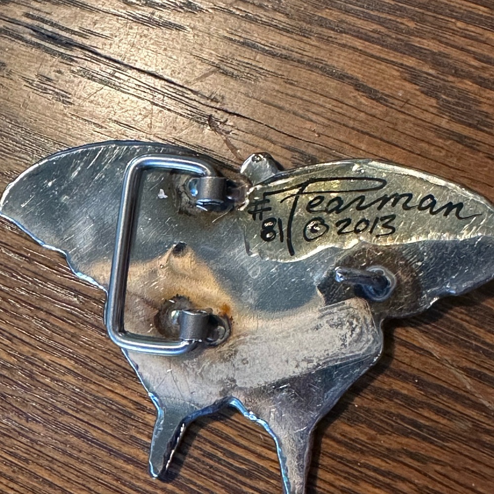 Brown Leather Belt with Butterfly Buckle - Picture 4 of 4